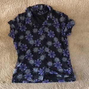 purple and black floral top